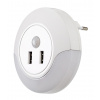 Rabalux Okrúhle LED nočné svetlo s pohybovým čidlom a USB výstupmi Dembo 13,9W 76012