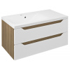 Sapho WAVE umývadlová skrinka 89,7x45x47,8cm, ľavá, biela/dub cuneo WA092-3025