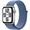Apple Watch SE 2023 GPS 40mm púzdro zo strieborného hliníku - ľadovo modrý prevliekací športový remienok (MRE33QC/A)