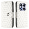 Peňaženkové kožené puzdro Rhombic Pillow na Xiaomi Redmi Note 14 Pro - Biela