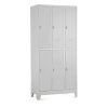 Rauman Kovová šatníková skrinka - 6 boxov, 90 x 45 x 195 cm, pevné nohy, otočný zámok, svetlo sivá - ral 7035