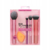 Real Techniques Brushes Everyday Essentials sada štětec na tvářenku + štětec na oční stíny + štětec na rozjasňovač + štětec na make-up + houbička na make-up