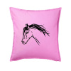 Kôň - hlava celá - Vankúš 50x50 - 50x50 - Vrátane výplne ( Ružová )