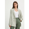 Ľanové sako United Colors of Benetton zelená farba, dvojradové, vzorované, 265XDW035 L