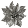 Kvet MagicHome Vianoce GlitterPoinsettia, so štipcom, strieborný, veľkosť kvetu: 9 cm, dĺžka kvetu: 8 cm, 6 ks