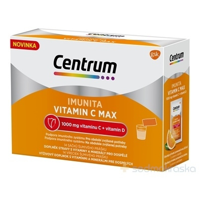 Centrum IMUNITA VITAMIN C MAX vrecká, pomarančová príchuť 14x7,1 g (99 g)