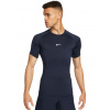 Nike Pro Dri-FIT Tight Short-Sleeve Fitness Top - obsidian/white - Modrý