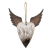 Clayre & Eef Dekorácia závesné srdce s anjelskými krídlami Angel Rustic L - 25*4*30 cm - Clayre & Eef