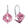 Silvego Strieborné náušnice ružové kocky Swarovski® Crystals VSW031E