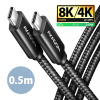 AXAGON BUCM4X-CM05AB NewGEN+ kabel USB-C USB-C, 0.5m, USB4 Gen 3×2, PD 240W 5A, 8K HD, ALU,oplet