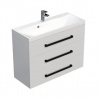 Swiss aqua technologies Koupelnová skříňka s černou úchytkou a umyvadlem SAT Cube Way 100x76,5x40 cm bílá lesk lesk/mat CUBE2C1003BL