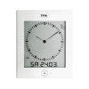 60.4506 TFA Rádiom riadené hodiny s teplomerom, LCD analógový displej, biele