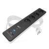 GoSmart predlžovací kábel 2 m / 4 zásuvky / s vyp. / s USB / biely-čierny / PVC / 1,5 mm2 8592920141588