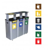 Sada 3 vonkajších smetných košov na triedený odpad so strieškou, objem 3 x 70 L