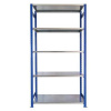 Kovový bezskrutkový regál, základný, 200 x 100 x 40 cm, 160 kg/polica, 5 políc, modrý