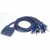 ATEN 4port KVM USB mini, audio, 0.9 metru kabely CS-64US