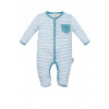 Dojčensky overal - PAJACYK MAKOMA 56 Biela, tyrkysová (Makoma 68 bavlnené pádla s prúžkami)