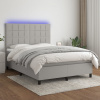 vidaXL Posteľ boxsping s matracom a LED bledosivá 140x200 cm látka 3134877