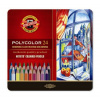 Umelecké farbičky KOH-I-NOOR POLYCOLOR - 24 ks - šesťhranné - v plechovej krabičke