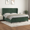 vidaXL Posteľný rám boxsping s matracom tmavozelený 160x200 cm zamat - Zelená - 155545-205003