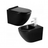 Mexen LENA Rimless misa závesná so sedátkom + závesný bidet, 48 x 36 cm, čierna, 35224885 + 30220185