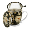 Porcelánový hrnček so sitkom a viečkom DUO THE SECRET GARDEN ENGLISH ROSES BLACK 510 ml