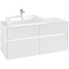 VILLEROY & BOCH Collaro závesná skrinka pod umývadlo na dosku (umývadlo vľavo), 4 zásuvky, s LED osvetlením, 1200 x 500 x 548 mm, Glossy White, C082B0DH