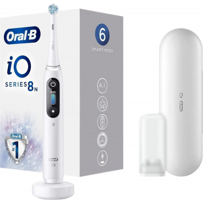 Oral-B iO Series 8 White Alabaster elektrický zubní kartáček, magnetický, 6 režimů, časovač, tlakový senzor, pouzdro 4210201363064