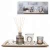Svietnik / diffuser 36x14cmx1cm 5 dielov + dekorácie, drevo / sklo