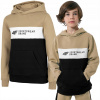 Mikina - 4f Detská mikina veľkosť 164 s dlhým rukávom biela, hnedá, čierna (Chlapčenská mikina 4f Junior Deti s kapucňou)