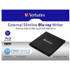 VERBATIM Slimline Blu-ray Rewriter USB 3.0 Bezplatný BR disk 25 GB (CD DVD BD Mdisc) (43890)