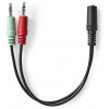 NEDIS redukcia pre headsety / 2x zástrčka 3,5 mm jack - zásuvka 3,5 mm jack / čierna / box / 12cm