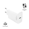 Výstupná nabíjačka FIXED USB-C a kabel USB-C/USB-C, podpora PD, 1 meter, 20 W, biela