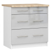 Ak furniture Kuchynská skrinka Olivie S 80 cm 3S biela/metalický lesk/dub sonoma
