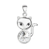 Evolution Group Strieborný prívesok s krištálom Swarovski biela mačka 34235.1