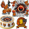 SADA JEDLÝ OBRÁZOK NA TORTU 20 CM + 16 POSTÁV - BASKETBAL + MENO 15 CM 18 CM