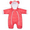 Zimná dojčenská kombinéza s kapucňou s uškami New Baby Pumi red raspberry - 56 (0-3m)