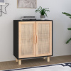 zahrada-XL Komoda čierna 60x30x70 cm masívna borovica a prírodný ratan 345631