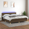 Box spring postel s matrací a LED tmavě hnědá 180x200 cm textil Hnědá 3133736