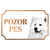 Samojed - Kovová tabuľka POZOR PES
