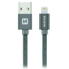 Swissten 71523102 Datový, Textile Usb / Lightning, 0,2m, šedý