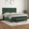 zahrada-XL Posteľný rám boxsping s matracom tmavozelený 180x200 cm zamat 3137980