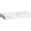 LAUFEN Kartell asymetrické umývadlo do nábytku s odkladacou plochou vpravo, bez otvoru, bez prepadu, so skrytým odpadom, 900 x 460 mm, biela, H8103380001121