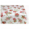 Vianočný bavlnený obrus šišky, cezmína a červené mašle na bielom podklade 90x90 cm Viacfarebná