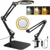 KOZMETICKÁ LAMPA S LUPOU 8x STOLOVÁ REGULOVATEĽNÉ LED OSVETLENIE USB 12W