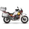 Kompletná sada hliníkových kufrov SHAD TERRA, 48 litrový vrchný kufor, 36/47 litrový bočné kufre, vrátane montážnej sady a platni SHAD MOTO GUZZI V 85 TT