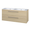 Mereo Bino kúpeľňová skrinka s keramickým umývadlom 121 cm, dub Sand Barbera CN633