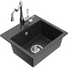 Mexen Milo granitový drez s 1 komorou a kuchynskou batériou Carla, čierny s bodkami - 6505-76-670700-00