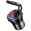 Rýchla nabíjačka na motocykel do auta 65W 2x USB TYP-C PD 45W Voltmeter