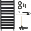 CERANO - Kúpeľňový radiátorový set Marco - kombinované vykurovanie, termo tyč - bočné jednobodové pripojenie - 816W - čierna matná - 1125x550 mm